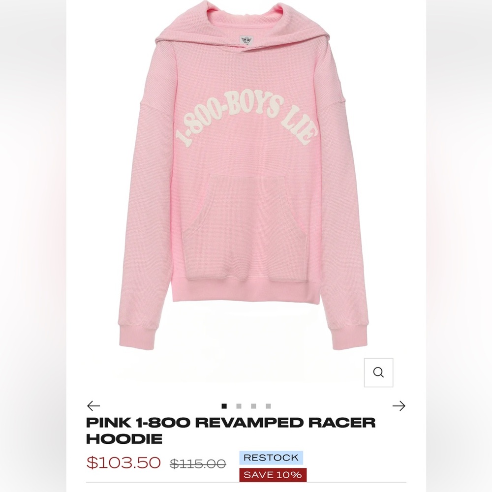 BOYS LIE PINK RACER HOODIE